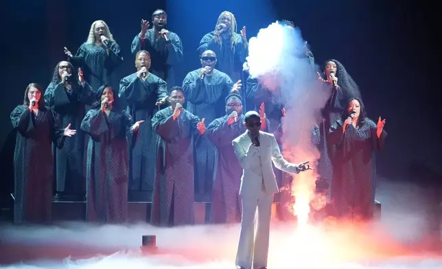 Pharrell Williams performs "So Far Ahead" during the 68th annual Grammy Awards on Sunday, Feb. 1, 2026, in Los Angeles. (AP Photo/Chris Pizzello)