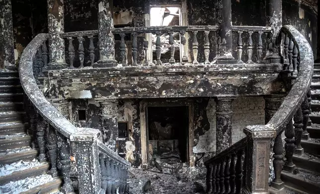 A view inside Mariupol's Drama Theater on Monday, April 4, 2022, after the landmark was heavily damaged during fighting between Ukrainian and Russian forces that led to Moscow's takeover of the seaside city. (AP Photo, File)
