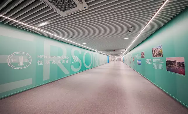 The new temporary pedestrian passageway at Central Yards connecting ifc mall and the Central Terminal Building