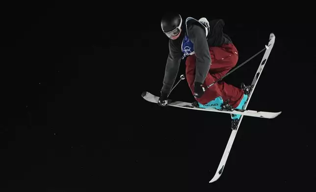 Canada's Evan McEachran competes during the men's freestyle skiing big air qualifications at the 2026 Winter Olympics, in Livigno, Italy, Sunday, Feb. 15, 2026. (AP Photo/Lindsey Wasson)