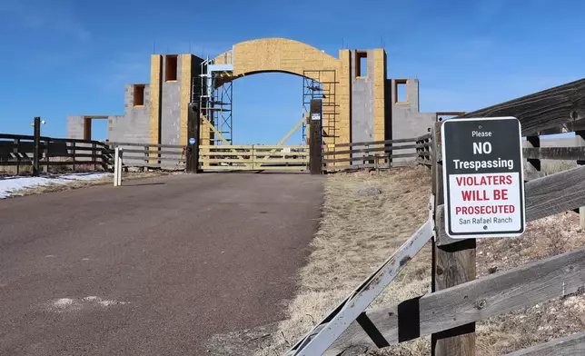 The entrance of the San Rafael Ranch, which was previously owned by Jeffrey Epstein and called the Zorro Ranch, is seen, Jan. 31, 2026, near Stanley, N.M. (AP Photo/Savannah Peters)