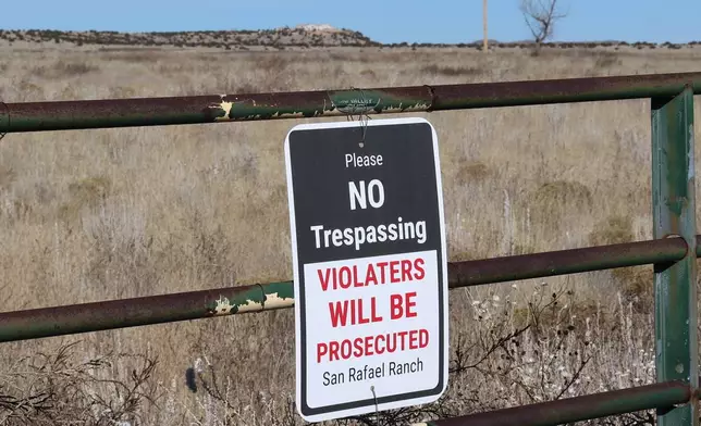 A fence marks the boundary of the San Rafael Ranch, which was previously owned by Jeffrey Epstein and called the Zorro Ranch, on Jan. 31, 2026, near Stanley, N.M. (AP Photo/Savannah Peters)