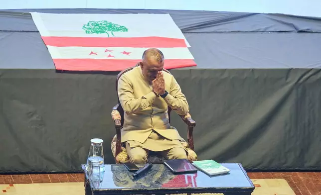 Gagan Thapa, president of Nepali congress party greets supporters during an election campaign in Kathmandu, Nepal, Feb. 19, 2026. (AP Photo/Niranjan Shrestha)