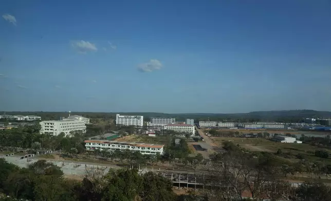 A view of buildings that Thai authorities believe were being used for scam operations in O'Smach, Cambodia, Monday, Feb. 2, 2026, (AP Photo/Sakchai Lalit)