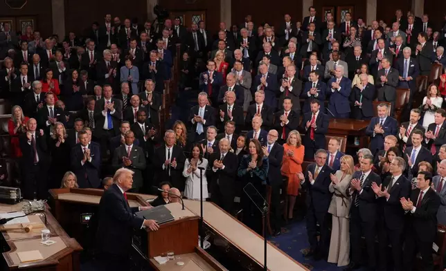 President Donald Trump gives his State of the Union address to a joint session of Congress, at the Capitol in Washington, Tuesday, Feb. 24, 2026. (AP Photo/J. Scott Applewhite)
