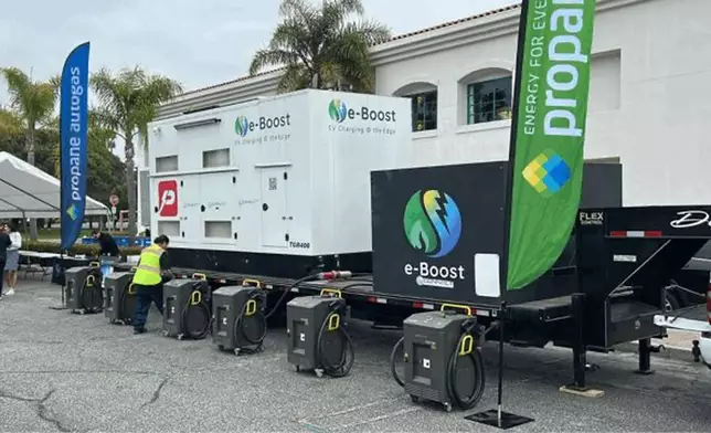 e-Boost Mobile 240 with six Heliox EV Chargers on wheels