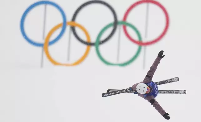 Germany's Emma Weiss practices before the women's freestyle skiing aerials qualifications at the 2026 Winter Olympics, in Livigno, Italy, Tuesday, Feb. 17, 2026. (AP Photo/Gregory Bull)