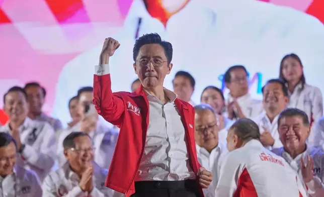 File - Pheu Thai Party prime minister candidate Yodchanan Wongsawat speaks to supporters during an election campaign in Bangkok, Thailand, Jan. 8, 2026. (AP Photo/Sakchai Lalit, File)