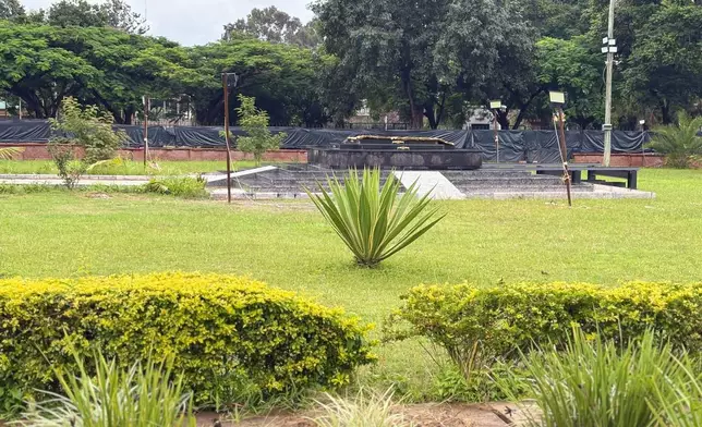 The spot in a cemetery in Lusaka, Zambia, where authorities want to bury former President Edgar Lungu who died more than eight months ago in South Africa, is photographed Thursday, Feb.12, 2026. (AP Photo/Rodney Muhumuza)