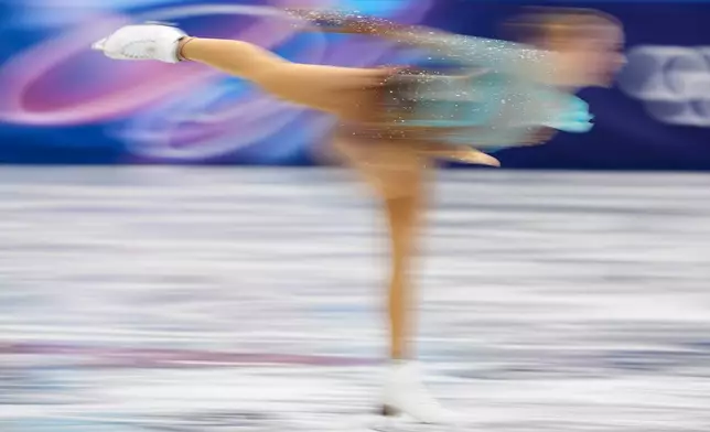 Niina Petrokina of Estonia competes during the women's figure skating free program at the 2026 Winter Olympics, in Milan, Italy, Thursday, Feb. 19, 2026. (AP Photo/Natacha Pisarenko)
