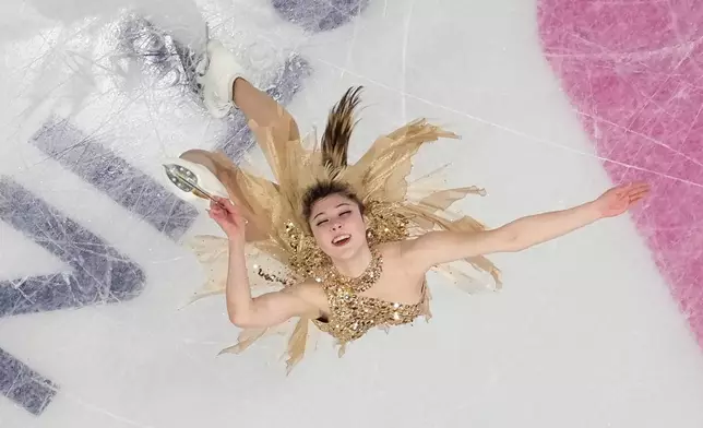 Alysa Liu of the United States competes during the women's figure skating free program at the 2026 Winter Olympics, in Milan, Italy, Thursday, Feb. 19, 2026. (AP Photo/Christophe Ena)