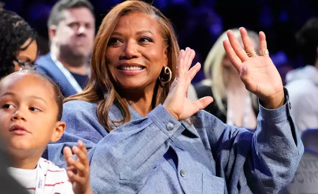 Queen Latifah attends the 3-point contest at the NBA basketball All-Star weekend festivities Saturday, Feb. 14, 2026, in Inglewood, Calif. (AP Photo/Mark J. Terrill)