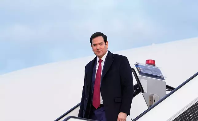 U.S. Secretary of State Marco Rubio arrives in Munich, Germany, Friday, Feb. 13, 2026, for the Munich Security Conference. (AP Photo/Alex Brandon, Pool)