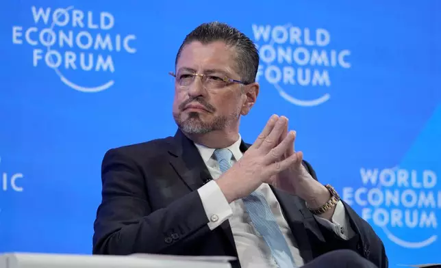 FILE - Costa Rica President Rodrigo Chaves attends the World Economic Forum in Davos, Switzerland, Jan. 18, 2023. (AP Photo/Markus Schreiber, File)