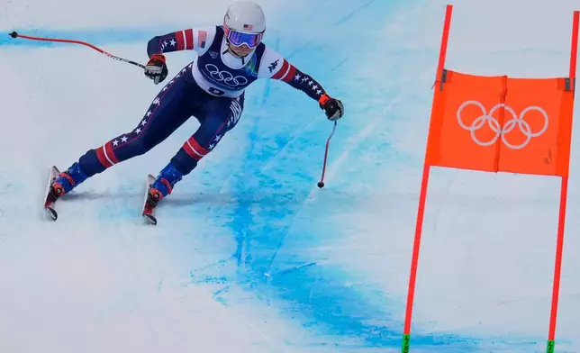 United States' Jacqueline Wiles speeds down the course during an alpine ski, downhill portion of a women's team combined race, at the 2026 Winter Olympics, in Cortina d'Ampezzo, Italy, Tuesday, Feb. 10, 2026. (AP Photo/Robert F. Bukaty)