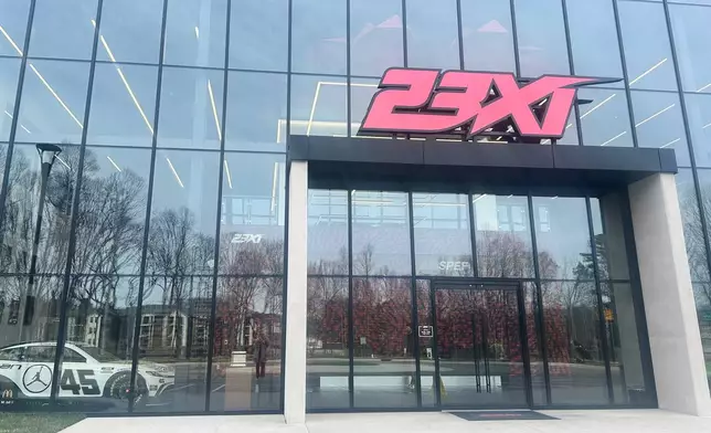 An exterior view at Airspeed, the headquarters of 23XI Racing, Tuesday, Feb. 24, 2026 in Huntersville, N.C. (AP Photo/Jenna Fryer)