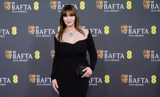 Monica Bellucci poses for photographers upon arrival at the 79th British Academy Film Awards, BAFTA's, in London, Sunday, Feb. 22, 2026. (AP Photo/Alberto Pezzali)