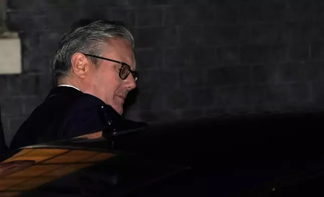 Britain's Prime Minister Keir Starmer gets in his car to leave 10 Downing Street in London, Monday, Feb. 9, 2026. (AP Photo/Alberto Pezzali)