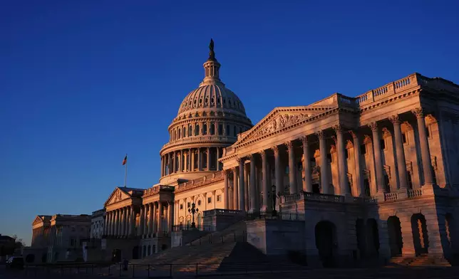 Shown is the U.S. Capitol in Washington, Tuesday, Feb. 24, 2026, ahead of President Donald Trump's State of the Union address Tuesday. (AP Photo/Matt Rourke)