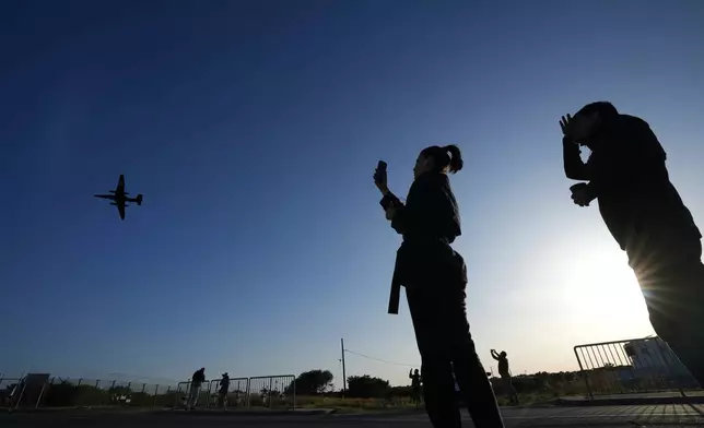 FILE - A U-2 spy aircraft lands at the U.K.'s RAF Akrotiri air base, near Limassol, Cyprus, March 5, 2026. (AP Photo/Petros Karadjias, File)