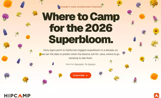 Screenshot of the interactive California superbloom forecast.