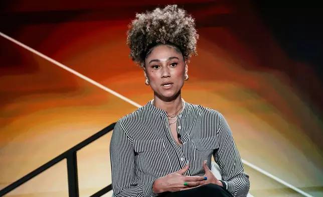 Ally Love, Peloton Instructor + VP, Instructor Strategy &amp; Development, speaks during a Pro Athlete event at JPMorganChase headquarters in New York, Wednesday, March 18, 2026. (AP Photo/Eduardo Munoz Alvarez)