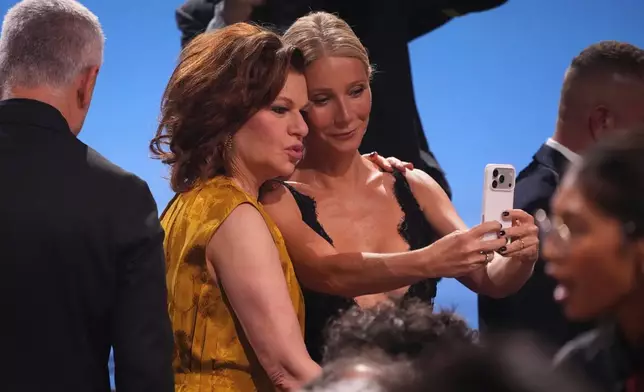Sandra Bernhard, left, and Gwyneth Paltrow appear in the audience during the 32nd Annual Actor Awards on Sunday, March 1, 2026, at the Shrine Auditorium and Expo Hall in Los Angeles. (AP Photo/Chris Pizzello)