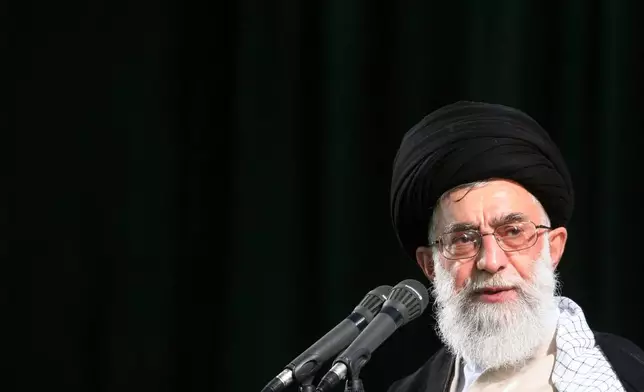 FILE - Iran's Supreme Leader Ayatollah Ali Khamenei speaks at a commemoration marking the 18th anniversary of death of Iran's late leader Ayatollah Ruhollah Khomeini, the founder of Islamic revolution, in Tehran, Iran, June 4, 2007. (AP Photo/Hasan Sarbakhshian, File)
