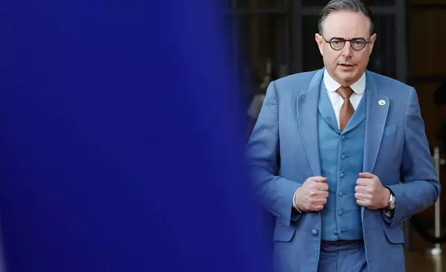 Belgium's Prime Minister Bart De Wever arrives for the EU summit at the European Council building in Brussels, Thursday, March 19, 2026. (AP Photo/Geert Vanden Wijngaert)