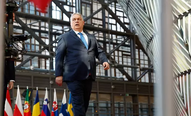 Hungary's Prime Minister Viktor Orban arrives for the EU summit at the European Council building in Brussels, Thursday, March 19, 2026. (AP Photo/Geert Vanden Wijngaert)