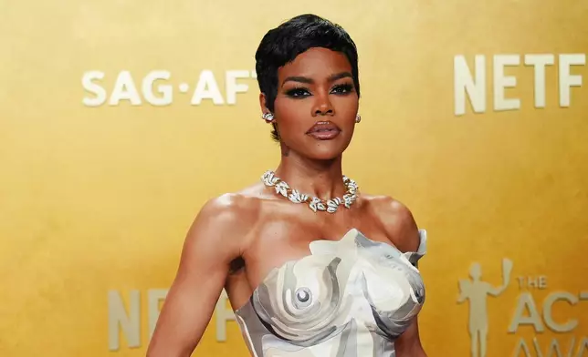 Teyana Taylor arrives at the 32nd Annual Actor Awards on Sunday, March 1, 2026, at the Shrine Auditorium and Expo Hall in Los Angeles. (Photo by Richard Shotwell/Invision/AP)