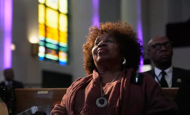 Jacqueline Jackson, the wife of the Rev. Jesse Jackson, attends his public visitation at Rainbow PUSH Coalition headquarters, Friday, Feb. 27, 2026, in Chicago. (AP Photo/Erin Hooley)