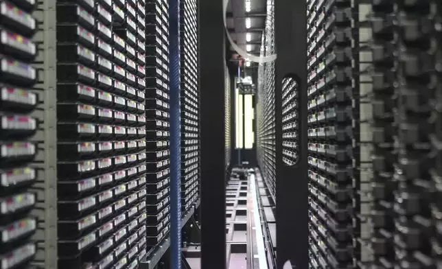 Computer equipment at the Poznan Supercomputing and Networking center is seen in Poznan, Poland, Wednesday, Jan. 28, 2026. (AP Photo/Pietro De Cristofaro)