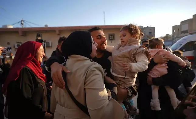 A group of toddlers return to Gaza more than two years after being evacuated as premature infants for medical treatment in Egypt, arriving at Nasser Hospital in Khan Younis, Gaza Strip, Monday, March 30, 2026. (AP Photo/Jehad Alshrafi)