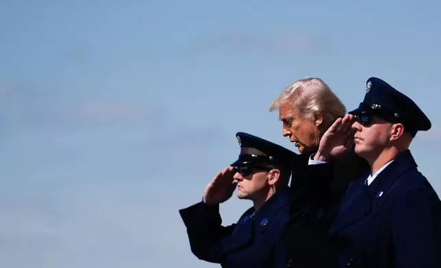 President Donald Trump arrives on Air Force One, Wednesday, March 18, 2026, at Dover Air Force Base, Del., to attend the casualty return for the six crew members of an Air Force refueling aircraft who died when their plane crashed in western Iraq while supporting operations against Iran. (AP Photo/Julia Demaree Nikhinson)