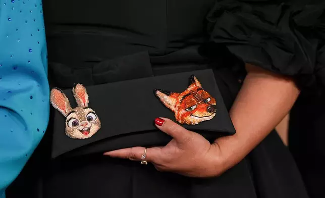 Yvett Merino arrives at the Oscars on Sunday, March 15, 2026, at the Dolby Theatre in Los Angeles. (AP Photo/Gregory Bull)