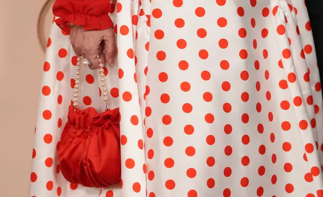 Ana Maria Martinez arrives at the Oscars on Sunday, March 15, 2026, at the Dolby Theatre in Los Angeles. (AP Photo/Gregory Bull)