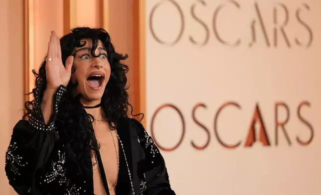 Odessa A'zion arrives at the Oscars on Sunday, March 15, 2026, at the Dolby Theatre in Los Angeles. (AP Photo/Gregory Bull)
