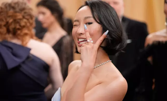 Ji-young Yoo arrives at the Oscars on Sunday, March 15, 2026, at the Dolby Theatre in Los Angeles. (AP Photo/John Locher)