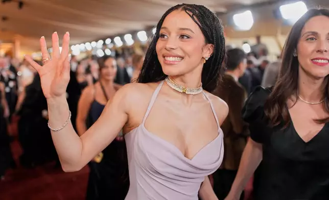 Chase Infiniti arrives at the Oscars on Sunday, March 15, 2026, at the Dolby Theatre in Los Angeles. (AP Photo/John Locher)