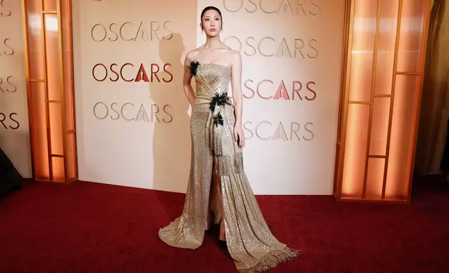 Ejae arrives at the Oscars on Sunday, March 15, 2026, at the Dolby Theatre in Los Angeles. (Photo by Jordan Strauss/Invision/AP)