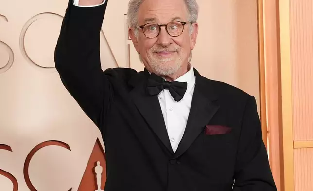 Steven Spielberg arrives at the Oscars on Sunday, March 15, 2026, at the Dolby Theatre in Los Angeles. (AP Photo/Gregory Bull)