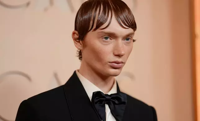 Calum Harper arrives at the Oscars on Sunday, March 15, 2026, at the Dolby Theatre in Los Angeles. (Photo by Richard Shotwell/Invision/AP)