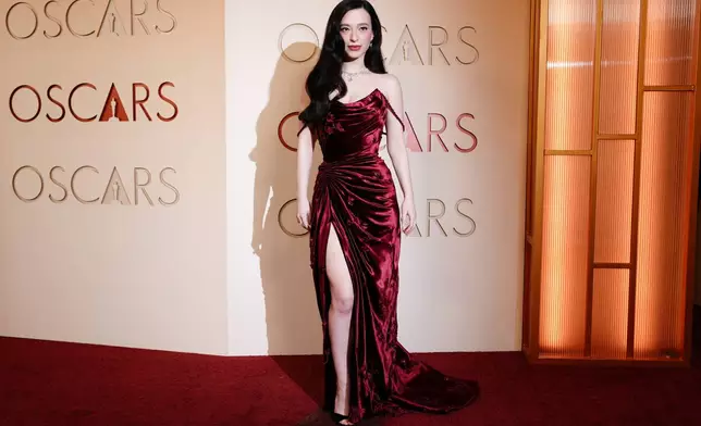 Mikey Madison arrives at the Oscars on Sunday, March 15, 2026, at the Dolby Theatre in Los Angeles. (Photo by Jordan Strauss/Invision/AP)