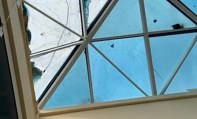 This image taken from a video shows damages at the Nakhchivan International Airport following what Azerbaijan's Foreign Ministry said was a drone attack carried out by Iran on its exclave of Nakhchivan, Azerbaijan, Thursday, March 5, 2026. (AP Photo)