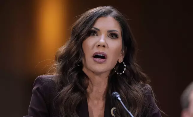 FILE - Homeland Security Secretary Kristi Noem appears for an oversight hearing before the Senate Judiciary Committee, at the Capitol in Washington, March 3, 2026. (AP Photo/J. Scott Applewhite, File)