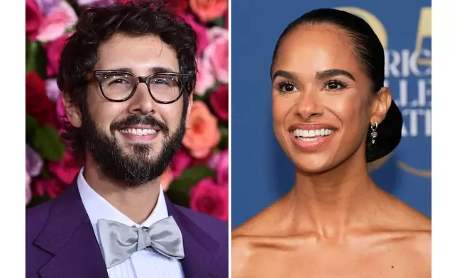 Josh Groban appears at the 72nd annual Tony Awards in New York on June 10, 2018, left, and Misty Copeland appears at the American Ballet Theatre's Fall Gala in New York on Oct. 22, 2025. (AP Photo)