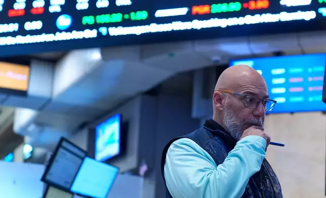 Traders work on the floor at the New York Stock Exchange in New York, Tuesday, March 10, 2026. (AP Photo/Seth Wenig)