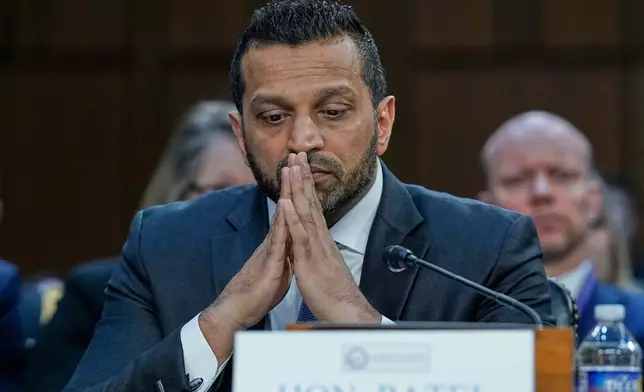FBI Director Kash Patel listens during the Senate Committee on Intelligence hearings on Capitol Hill Wednesday, March 18, 2026, in Washington. (AP Photo/Jose Luis Magana)