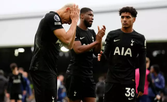 Tottenham Hotspur's Richarlison after their English Premier League soccer match against Fulham in London, Sunday, March 1, 2026. (John Walton/PA via AP)